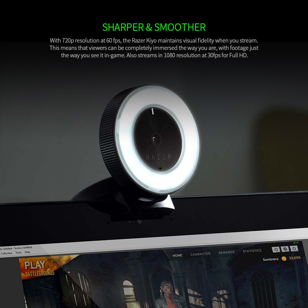 Razer Kiyo Live Stream Video Webcam 1080P