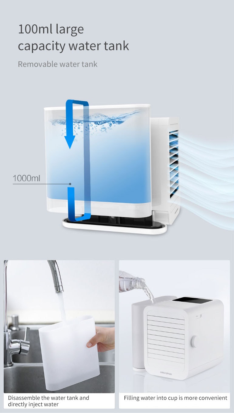 Microhoo Mini Portable Air Conditioner Water Cooling Fan Wholesale