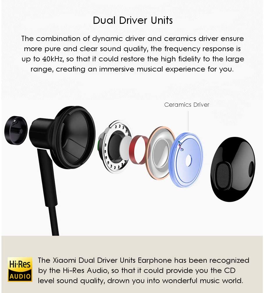 Mi Dual Driver Earphones Global Black White