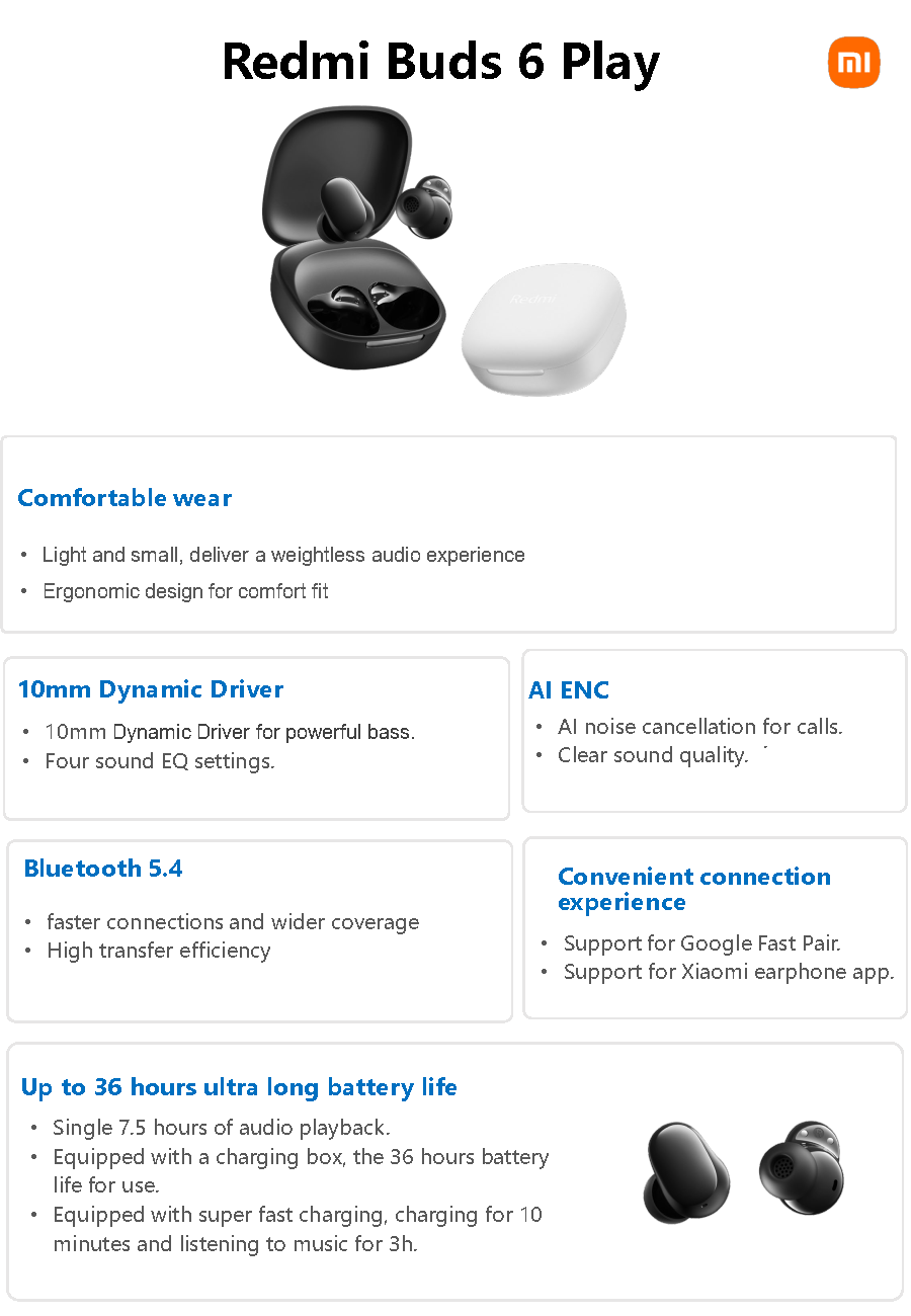 Redmi Buds 6 Play Wireles Earbuds Global