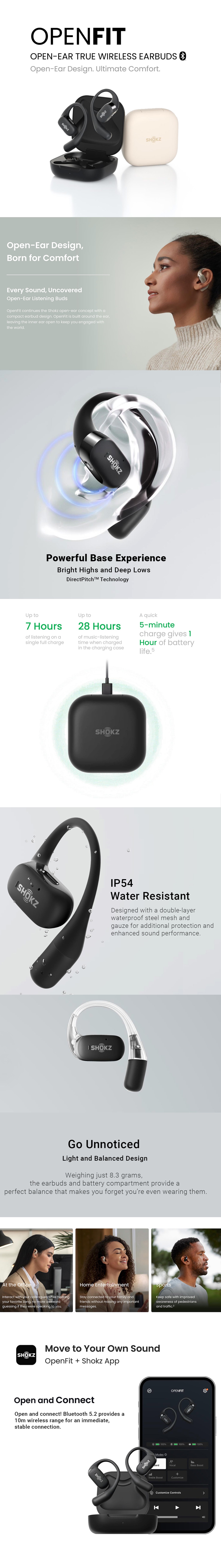 SHOKZ OpenFit - Open-Ear True Wireless Bluetooth Headphones